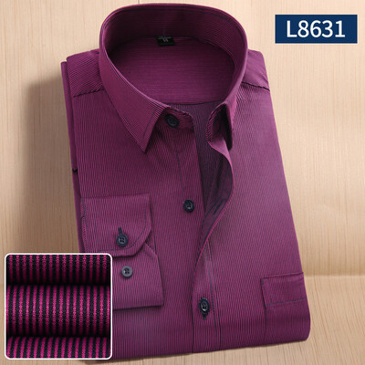 

Business Gentleman Men Middle Age Long Sleeve Shirt Spring Stripe