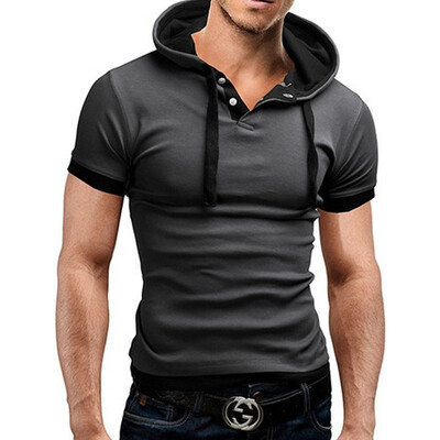 

Men' T Shirt 2017 Summer Fashion Hooded Sling Short-Sleeved Tees Male T-Shirt Slim Male Tops 5XL
