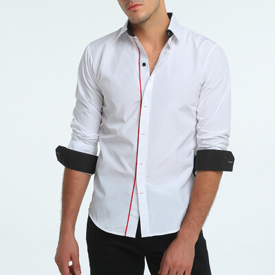 

Brand 2017 Fashion Male Shirt Long-Sleeves Tops Hit Color Buttons Mens Dress Shirts Slim Men Shirt Oversize XXXL