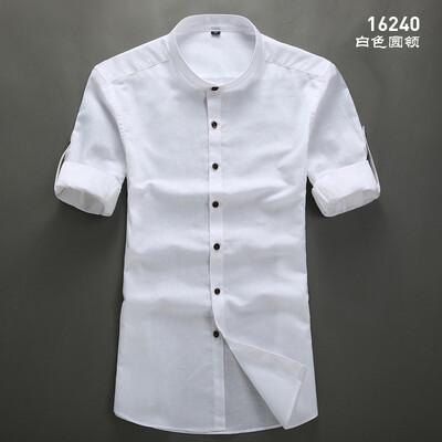 

Casual Men Short Sleeve Shirt Summer Silm Fit Solid Color