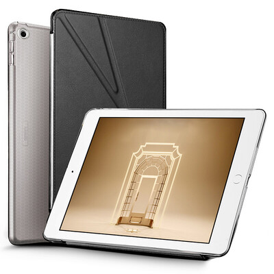 

2017 новый Apple, ESCASE iPad7 защитная крышка / оболочка 9,7 дюйма планшет Ipad кожаный многофункциональный модификация / с ключами / силикон оболочки элегантный черный DROP сна