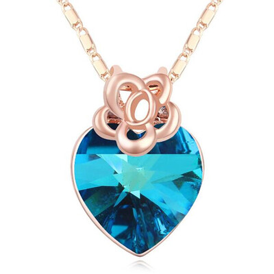 

Heart Pendants Jewelry For Women Rose Golr Color Austrian Crystal Necklace High Quality Anniversary Gift 16663