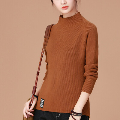 

City plus CITYPLUS 2017 winter new style of women retro retro irregular thick knit sweater wild half-high collar collar sweater CWYC179561 soil yellow M