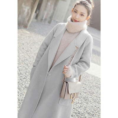 

2017 autumn and winter new woolen coat female students in the long section of double-sided cocoon-style wool jacket
