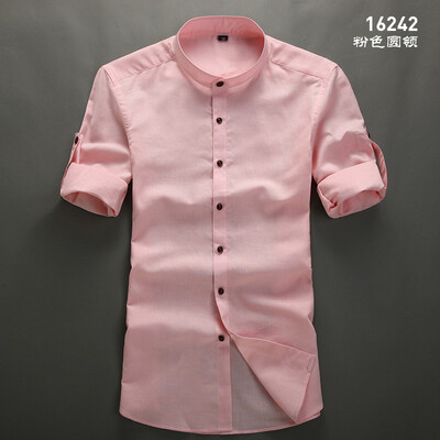 

Casual Men Short Sleeve Shirt Summer Silm Fit Solid Color