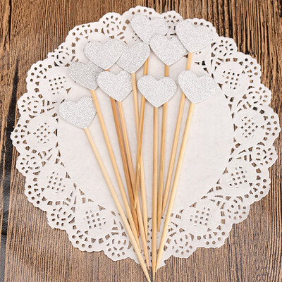 

Happy Birthday Party 10 pcs Heart New Cake Topper Supplies Baby Shower Decorations Wedding Party Gold