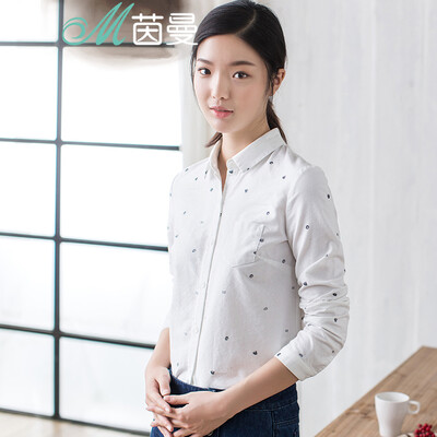 

Yan Man INMAN 2017 new art print long-sleeved shirt wild long-sleeved shirt female 1863011765 ivory white