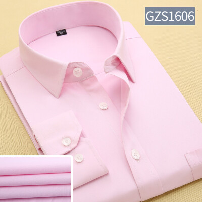 

Business Gentleman Men Long Sleeve Shirt Spring Autumn Silm Fit Solid Color Stitching