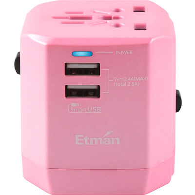 

Etman dual USB abroad to change the plug Sakura Pollen Multi-country Universal Socket Converter Malaysia Bali Japan United States British standard European standard German standard