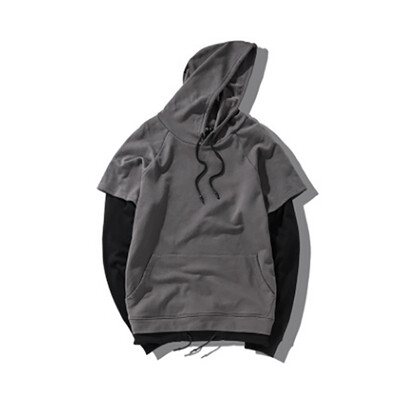 

2017 new sets of men's long-sleeved hooded sweater hit color two sets of men's clothing sweater