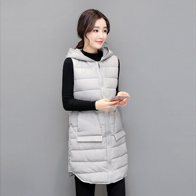 

Soft sister cotton vest female long section winter Korean version of the feather cotton waistcoat winter thick warm fashion jacke