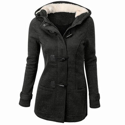 

2017 New Fashion Women Autumn and Winter Claw Clasp Wool Blended Hooded Coat Sweater hoodies S-4XL