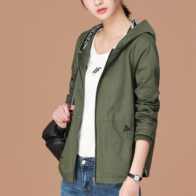 

City plus CITYPLUS 2017 autumn&winter new women&39s art wild casual stitching windbreaker loose hooded jacket jacket CWWT179251 military green XL