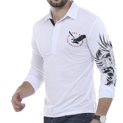 

T-Shirt Men 2017 Brand Male Long Sleeve Solid Eagle Printing T-Shirts Mens Casual Mens Slim Slim Tee Tops XXL