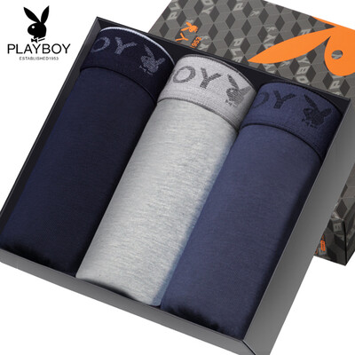 

Playboy Mens Underwear Boxer Pants Cotton Shorts Mens Mid-rise Four Corner Pants Head 3 Pack Multicolor