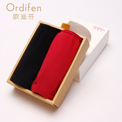 

Ou Difen womens underwear combination underwear womens underwear combination 2 pieces XK6A21 black crystal red