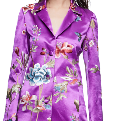 

Chinese embroidered purple silk suit jacket