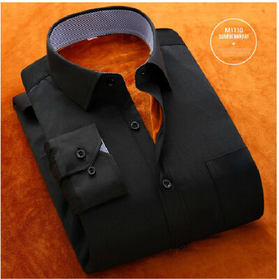 

Business Gentleman Men Long Sleeve Shirt Spring Autumn Winter Silm Fit Solid Color