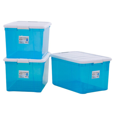 

Alice IRIS Green Plastic Storage Organizer Storage Box SSB-50 WhiteTransparent Blue 50L 3 Pack