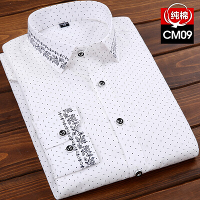 

Business Youth Men Long Sleeve Shirt Spring Autumn Silm Fit Printing Floral