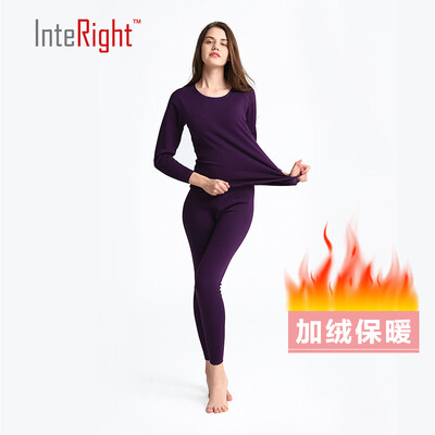 

INTERIGHT warm underwear women plus cashmere thick new pull hair ladies warm underwear purple M