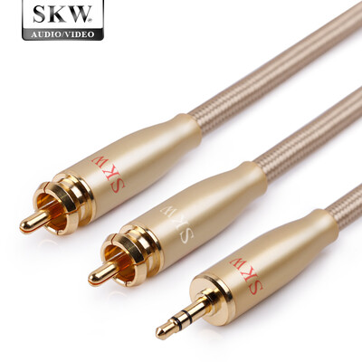 

SKW SK1603 35mm turn double Lotus audio line one point two RCA lotus head mobile phone TV computer audio subwoofer cable 1 meter