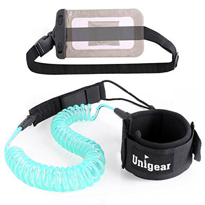 

Premium 10 SUP Leash Coiled Paddle Board Leash 11 Colors with Waterproof Wallet for Standup Paddle&Surfboard Surfing