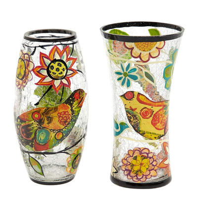 

A Ting Creative crack glass vase, transparent flower arrangement, two pieces