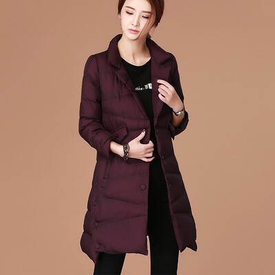 

City plus CIYPLUS 2017 winter new women&39s clothing art suit collar coat coat long paragraph cotton jacket jacket thick CWMF179163 dark purple L