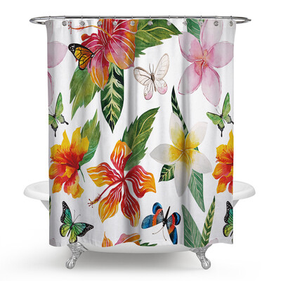 

Floral Bathroom Shower Curtain Set with Hooks
