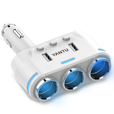 

YANTU 2 USB Порты и разъёмы 2 варианта 3.1a синий светодиод автомобилей Авто-прикуриватели Разъем Splitter концентратор Адаптеры питания 12 В-24 В для iPad смар
