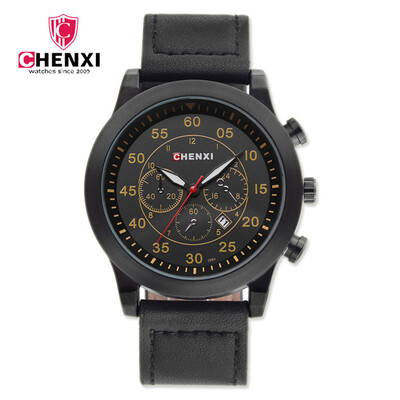

CHENXI Men Casual Watches Mens Leather Wrist Watches Multifunction Chronograph Calendar Unique Simple Clock
