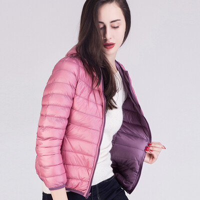 

City plus CITYPLUS 2017 winter new style women&39s hooded short paragraph long-sleeved jacket wild wear both sides of the thin down jacket CWYR179652 red possession of green