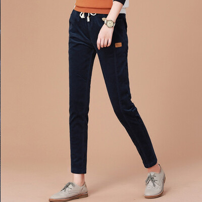 

City plus CIYPLUS 2017 winter new women corduroy wild plus velvet thickening pants CWKX179174 treasure blue M