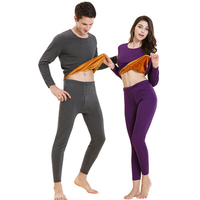 

Red bean thermal underwear mens plus velvet thickening 500G de velvet round neck autumn clothing long trousers middle&old age cold suit 377 deep hemp gray 180105
