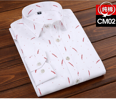 

Business Youth Men Long Sleeve Shirt Spring Autumn Silm Fit Printing Floral