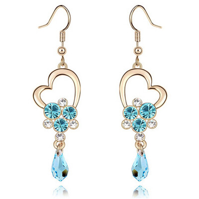 

Austrian Crystal Water Drop Earrings Fashion Jewelry Heart Hanging Earring For Women 6807