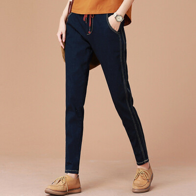 

City plus CITYPLUS 2017 autumn&winter new women&39s literature elastic waist harem pants loose wild cowboy trousers CWKN179263 dark blue