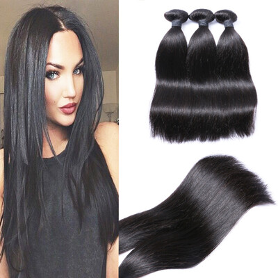 

Hot Shelling Brazilian Virgin Hair Bundles 3pcs 8"-30" Silk Straight Natural Color Human Hair Weaves With Hair Extensions