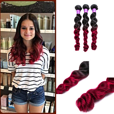 

Indian hair ombre loose wave 3 bundles human hair extensions 100g per bundle