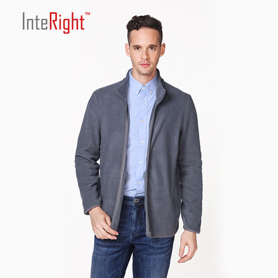 

INTERIGHT Men's Polar Fleece Collar Sweater Casual Jacket Wine Red XL
