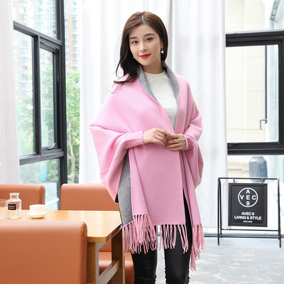 

STORY Of SHANGHAI Ladies&39 Solid Color Scarves Wrinkled with Red&White Knit Wearable Shawl Gray