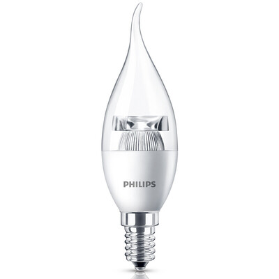 

[Jingdong супермаркет] Philips (PHILIPS) LED мерцает лампу прозрачной Е14 200lm 3w Дешевые 2700K теплого светлого цвета лист палочки