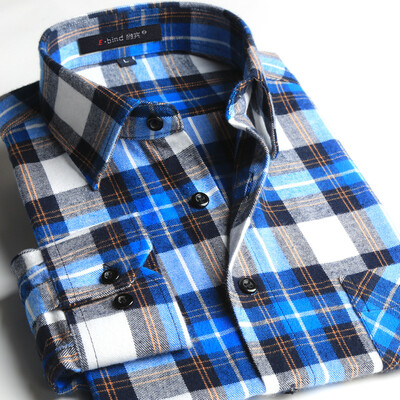 

2017 fashion new comfortable men's cotton casual flannel shirt cotton men's lattice long-sleeved shirt