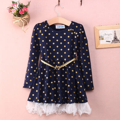 

Lovely Baby Girl Lace Tulle Prom Dress Brown Polka Dot Dress