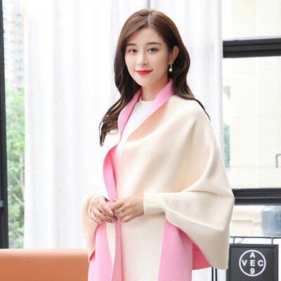 

STORY Of SHANGHAI Ladies&39 Solid Color Scarves Wrinkled with Red&White Knit Wearable Shawl Gray