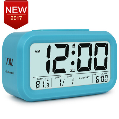 

Digital Alarm Clock Student LCD Display Snooze Kids Clock Light Sensor Calendar Temperature Date Nightlight Office Table Clock