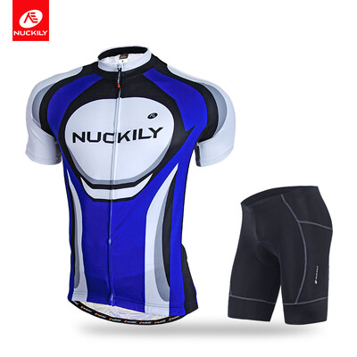 

NUCKILY Mens summer bicycle shorts&jersey with Quick-drying- proof zip pocket suit