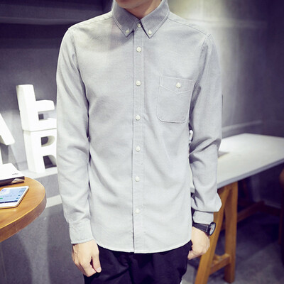 

Men Casual Long Sleeve Shirt Spring Autumn Youth Popular Silm Fit Oxford Textile