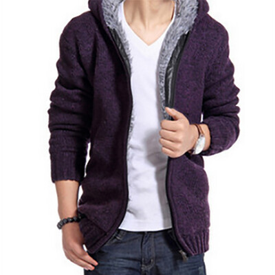 

2017 autumn new men plus cashmere thick sweater youth hooded leisure knitted cardigan tide men coat